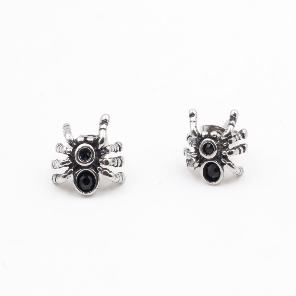 PO-303 Insect Spider Earrings with Black Stone