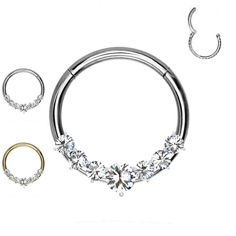 PO-335 Circle Clicker Earring ring with crystals