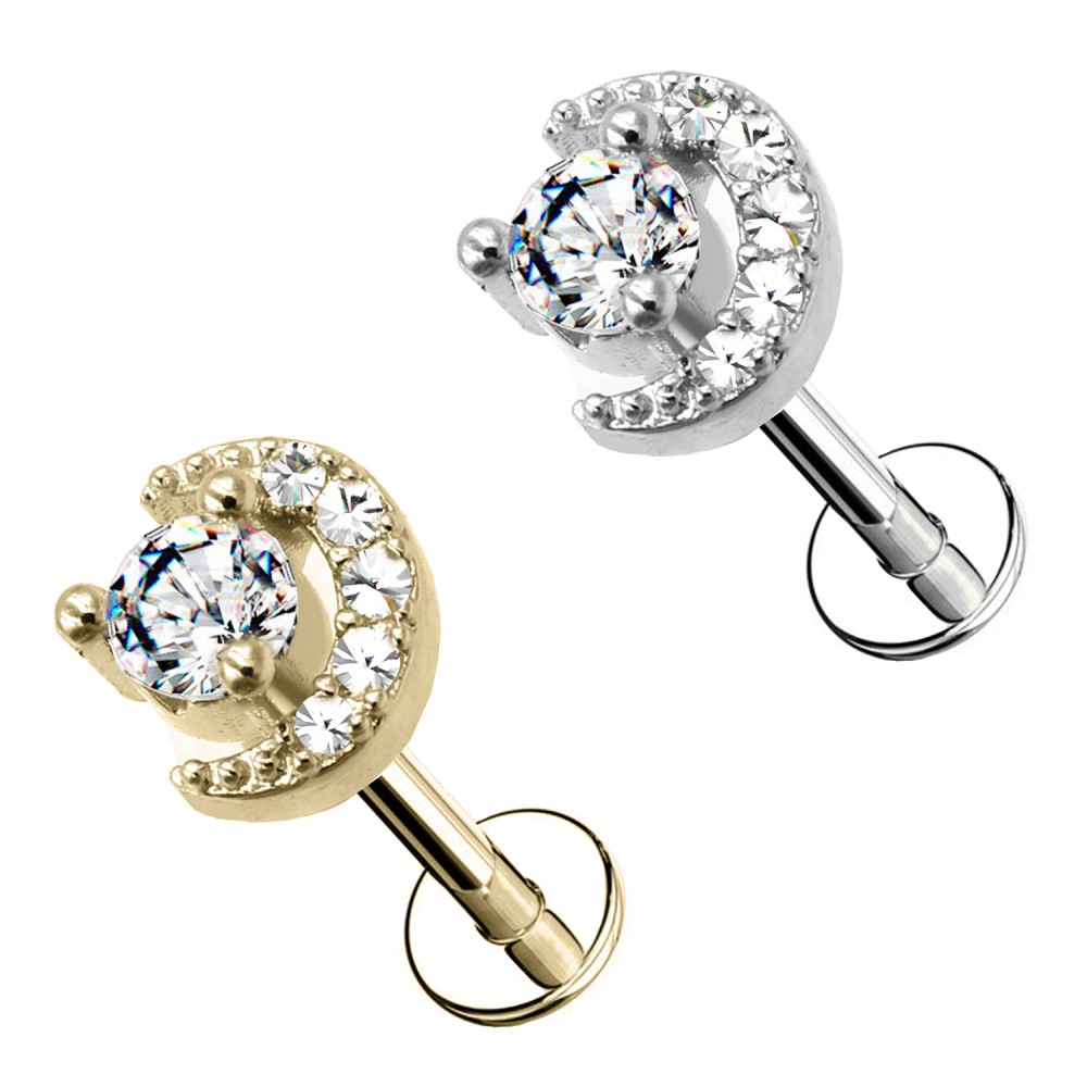 PC-068 Studs Cartilage Crescent  with Crystal