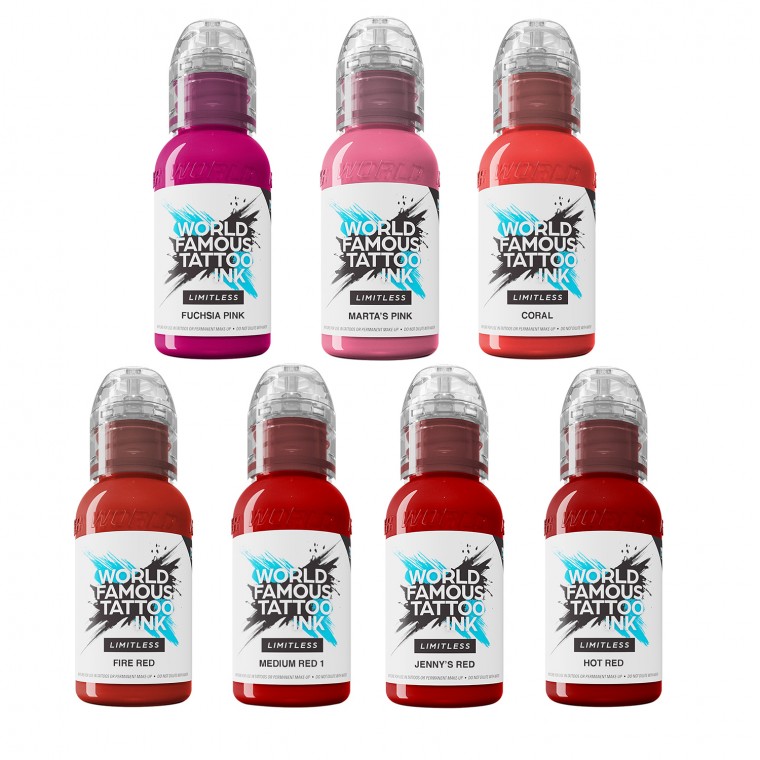 World Famous Limitless Tattoo Ink 30ML - ROSSO/ROSA/FUCSIA