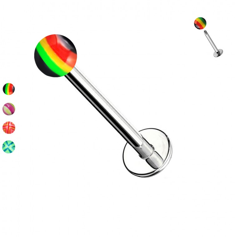 PC-003 Piercing Labret Pallina Acrilica Motivo a strisce PC-003 Piercing Labret Pallina Acrilica Motivo a strisce