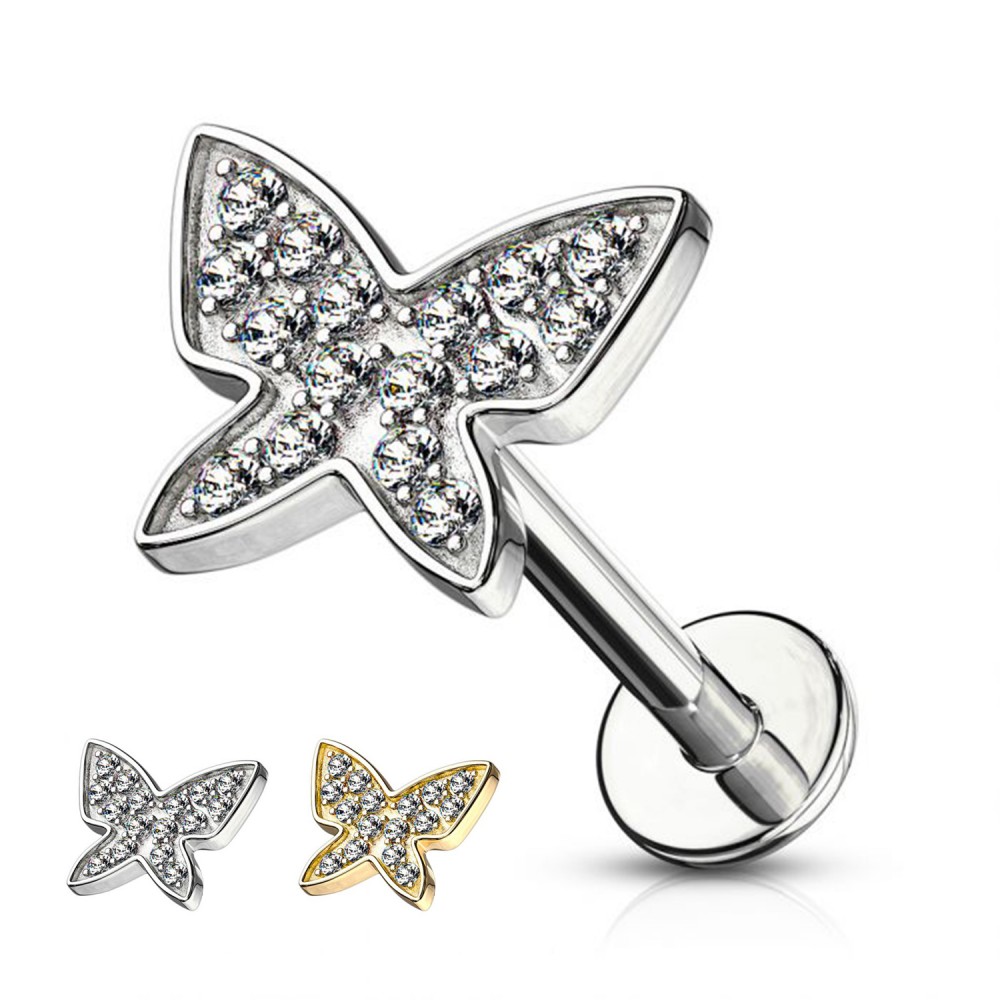 PC-052 Cartilage Stud Butterfly with crystal