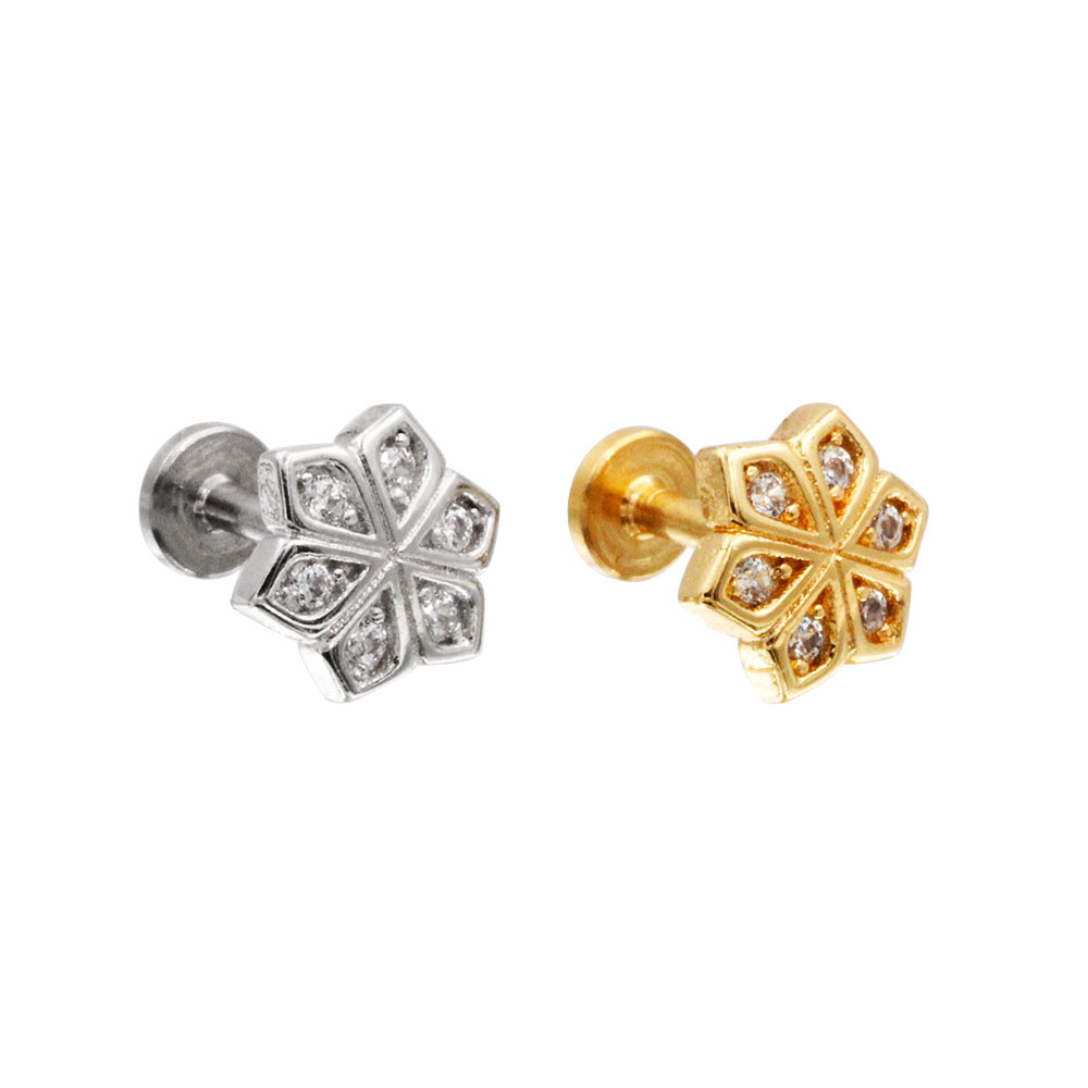 PC-060 Cartilage Stud Flower with Crystal