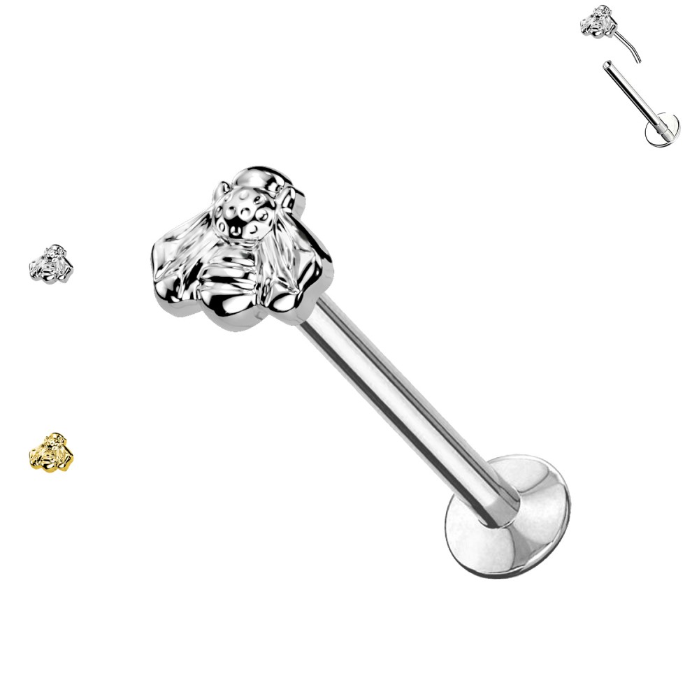 PC-098 Piercing Labret Push-in Threadless with Bee