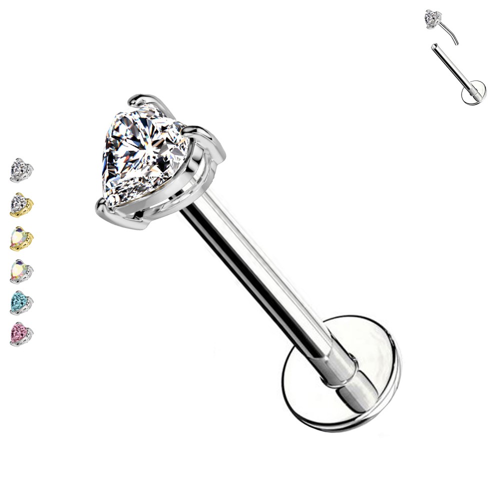 PC-101 Piercing Labret Push-in Threadless with Heart