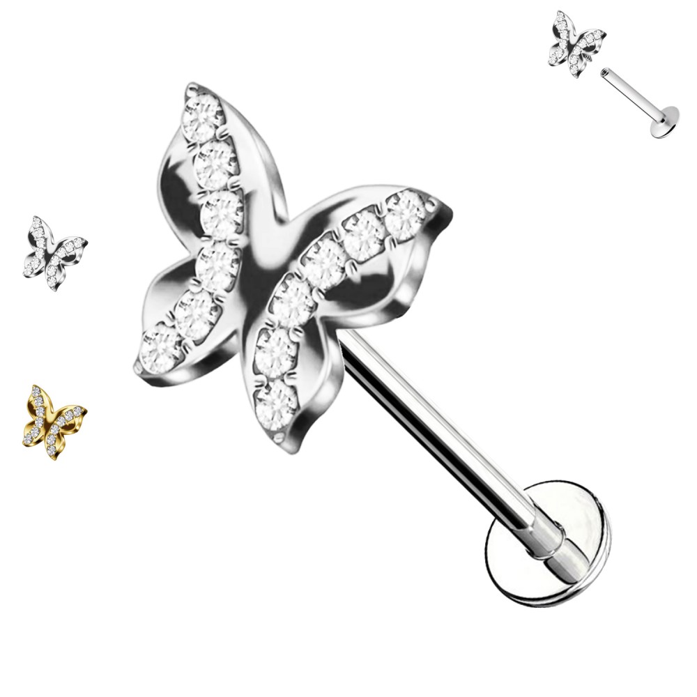 PC-129 Labret Piercing with butterfly