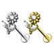 PC-163 Calendula Flower Shaped Labret Piercing with Crystals