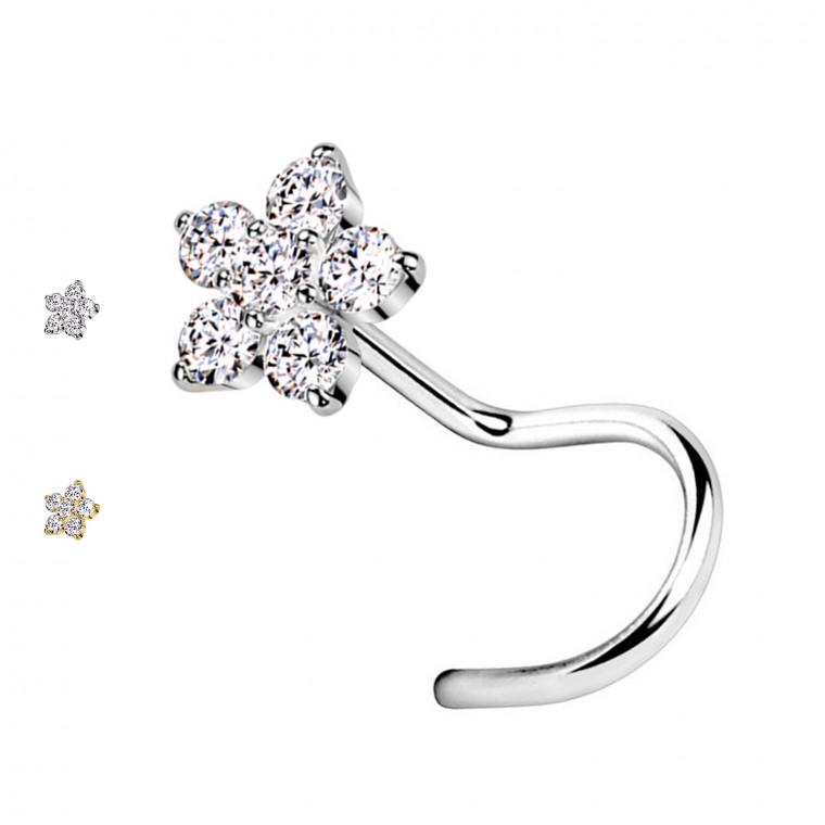 PB-064 Stud Naso con Cristallo a Forma di Fiore