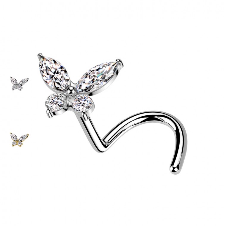 PB-065 Stud Naso con Cristallo a Forma di Farfalla