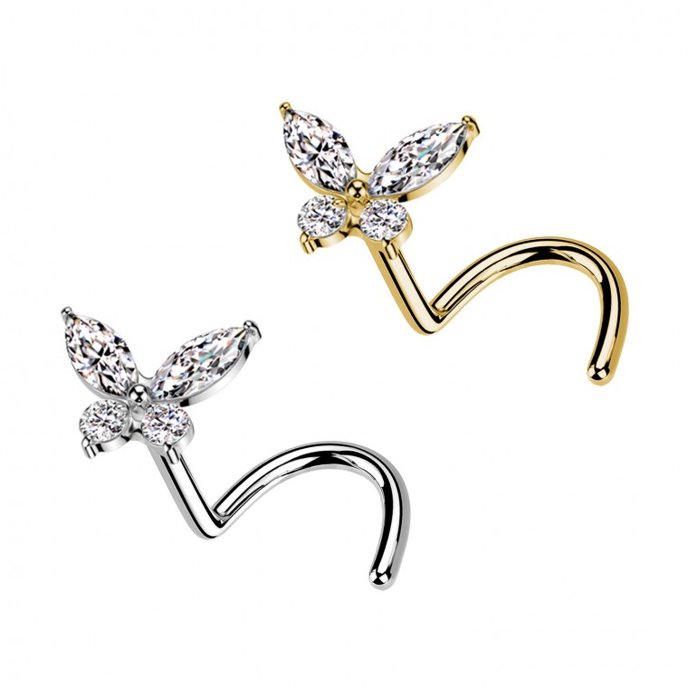 PB-065 Stud Naso con Cristallo a Forma di Farfalla