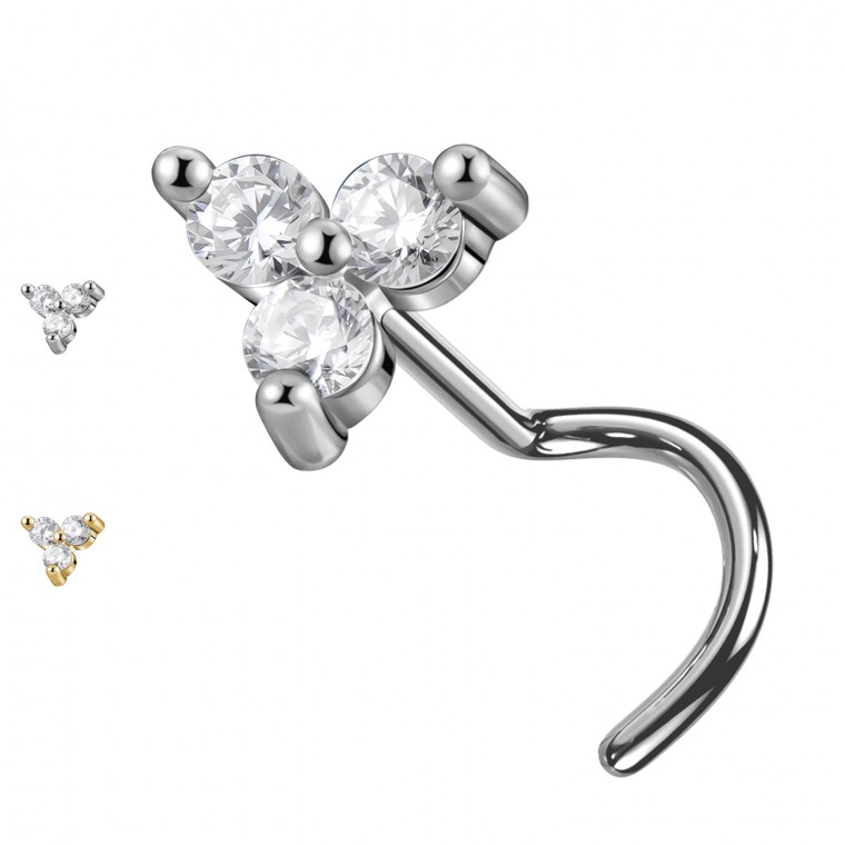 PB-066 Stud Naso con Cristallo a Forma di Fiore