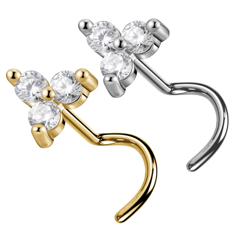 PB-066 Stud Naso con Cristallo a Forma di Fiore