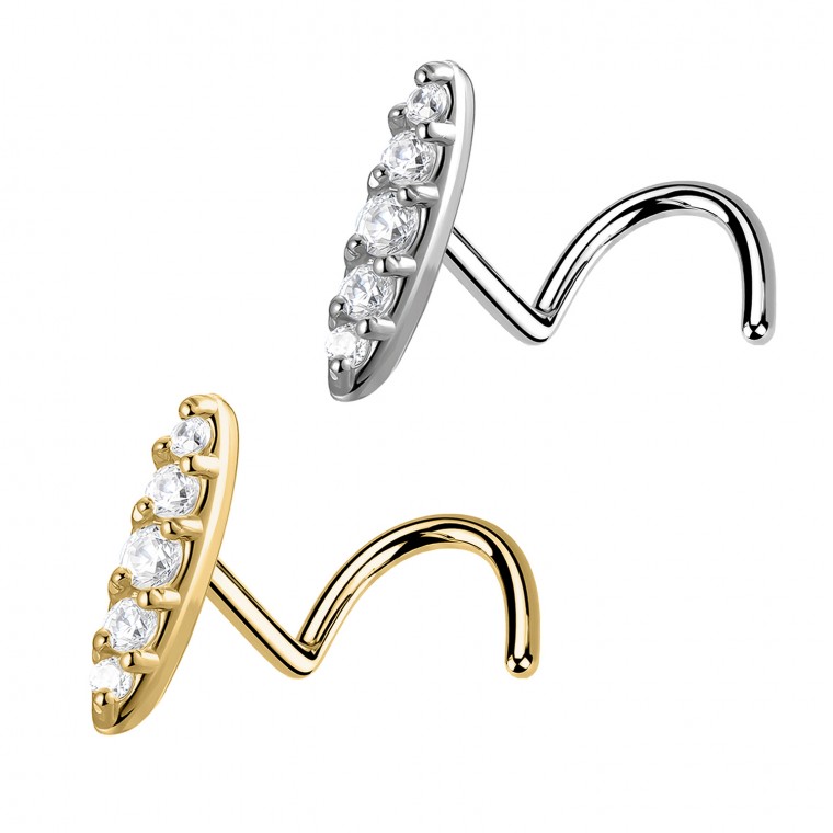 PB-067 Stud Naso con Cristalli a Forma di Ellisse