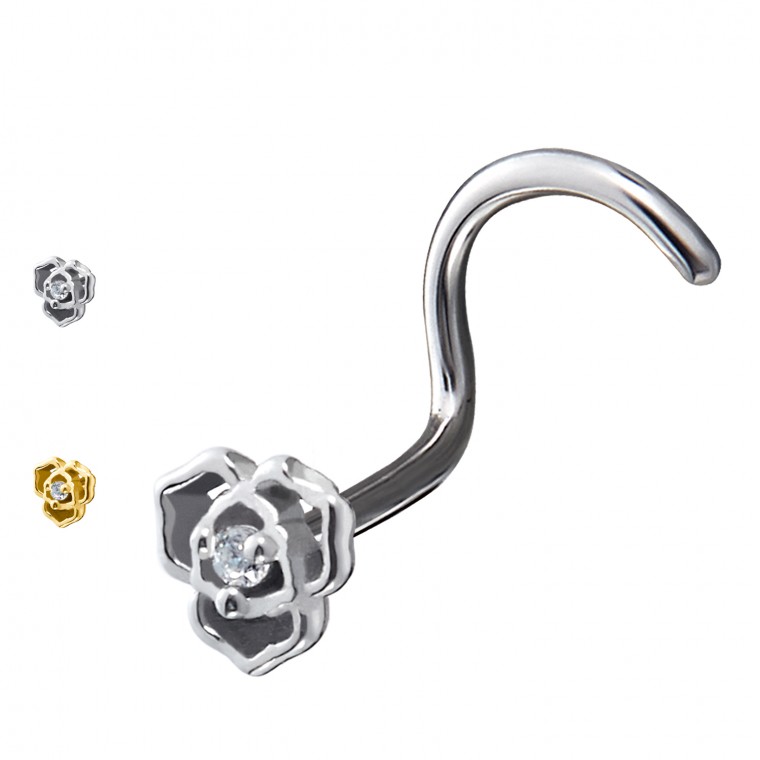 PB-068 Stud Naso con Cristallo a Forma di Fiore