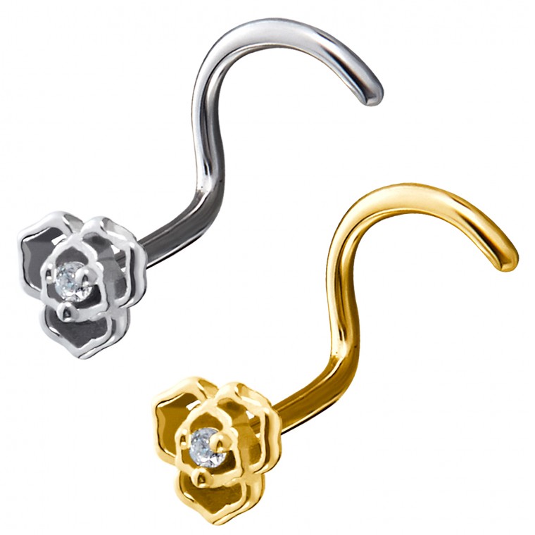 PB-068 Stud Naso con Cristallo a Forma di Fiore