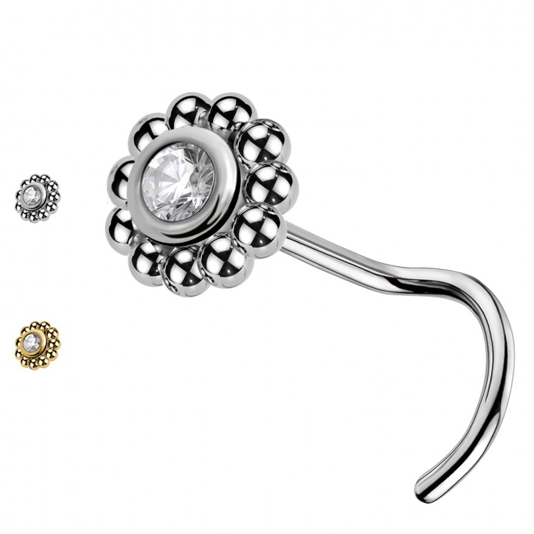 PB-073 Stud Naso con Cristalli a Forma di Fiore