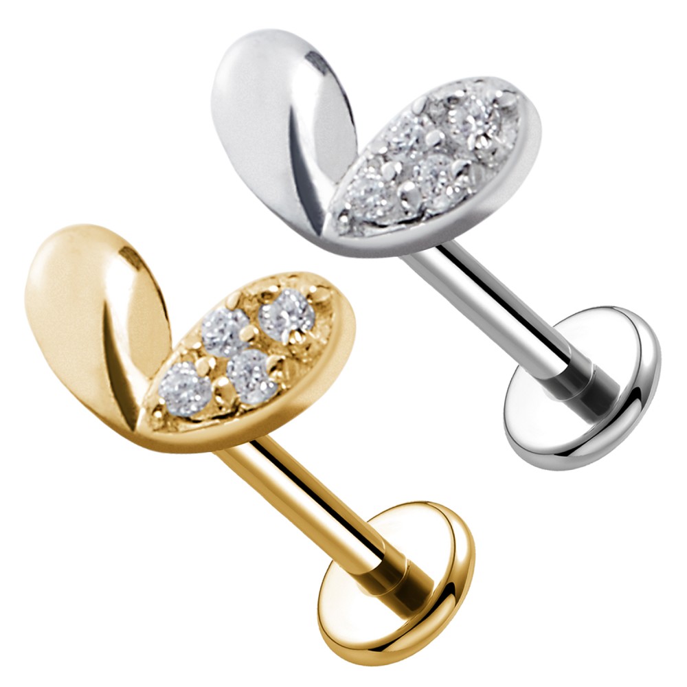 PC-216 Piercing Labret a Forma di Cuore con Cristalli e con Filettatura Interna PC-216 Piercing Labret a Forma di Cuore con Cristalli e con Filettatura Interna
