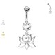 PD-269 Piercing Banana Ombelico con Cristallo e Pendente a forma di loto PD-269 Piercing Banana Ombelico con Cristallo e Pendente a forma di loto