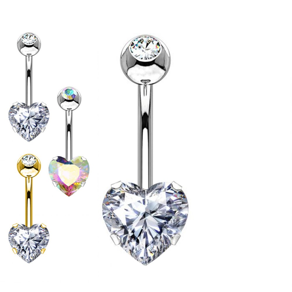 PD-010 Navel Piercing Crystal Heart PD-010 Navel Piercing Crystal Heart