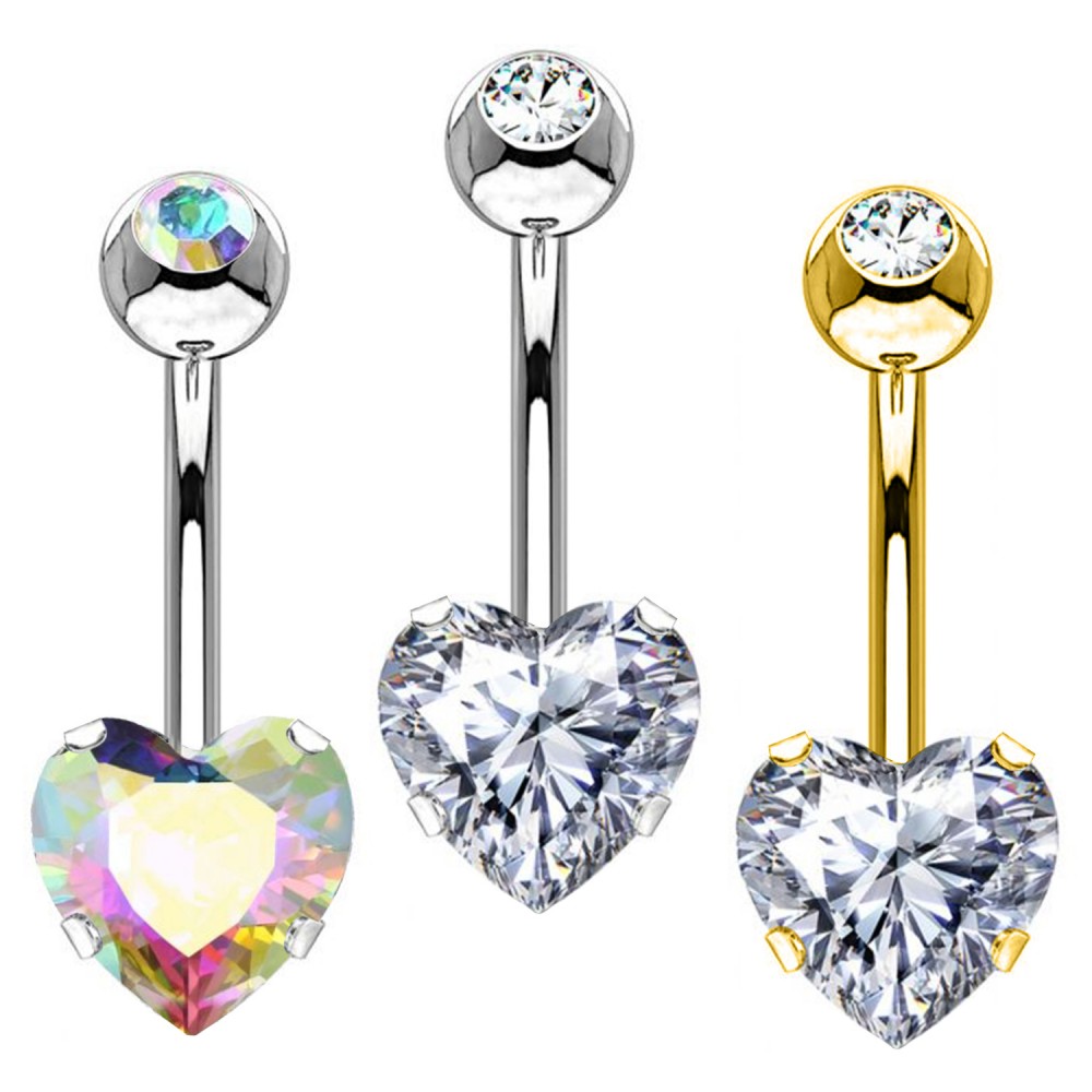 PD-010  Navel Piercing Crystal Heart