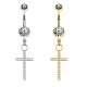 PD-022A Navel Piercing with Crystal cross