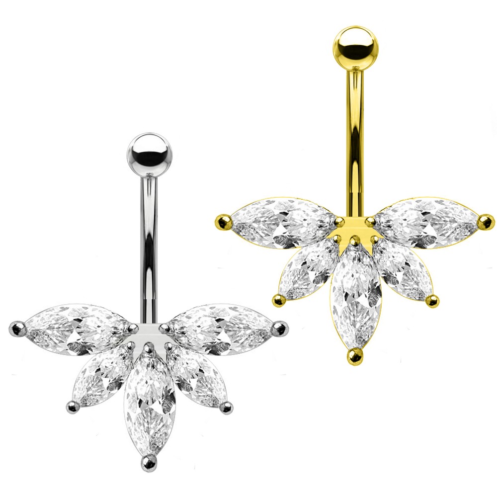PD-152A Belly button piercing Banana Crystal Maple Leaf