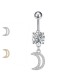 PD-230 Belly Button Piercing with Crystal Moon