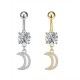PD-230 Belly Button Piercing with Crystal Moon
