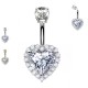 PD-238 Navel Piercing with Heart  Cornice Crystal