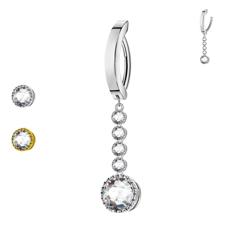 PD-242 Navel Piercing with Five Crystal Pendant