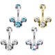 PD-206 Navel Piercing in Steel with Three Crystals
