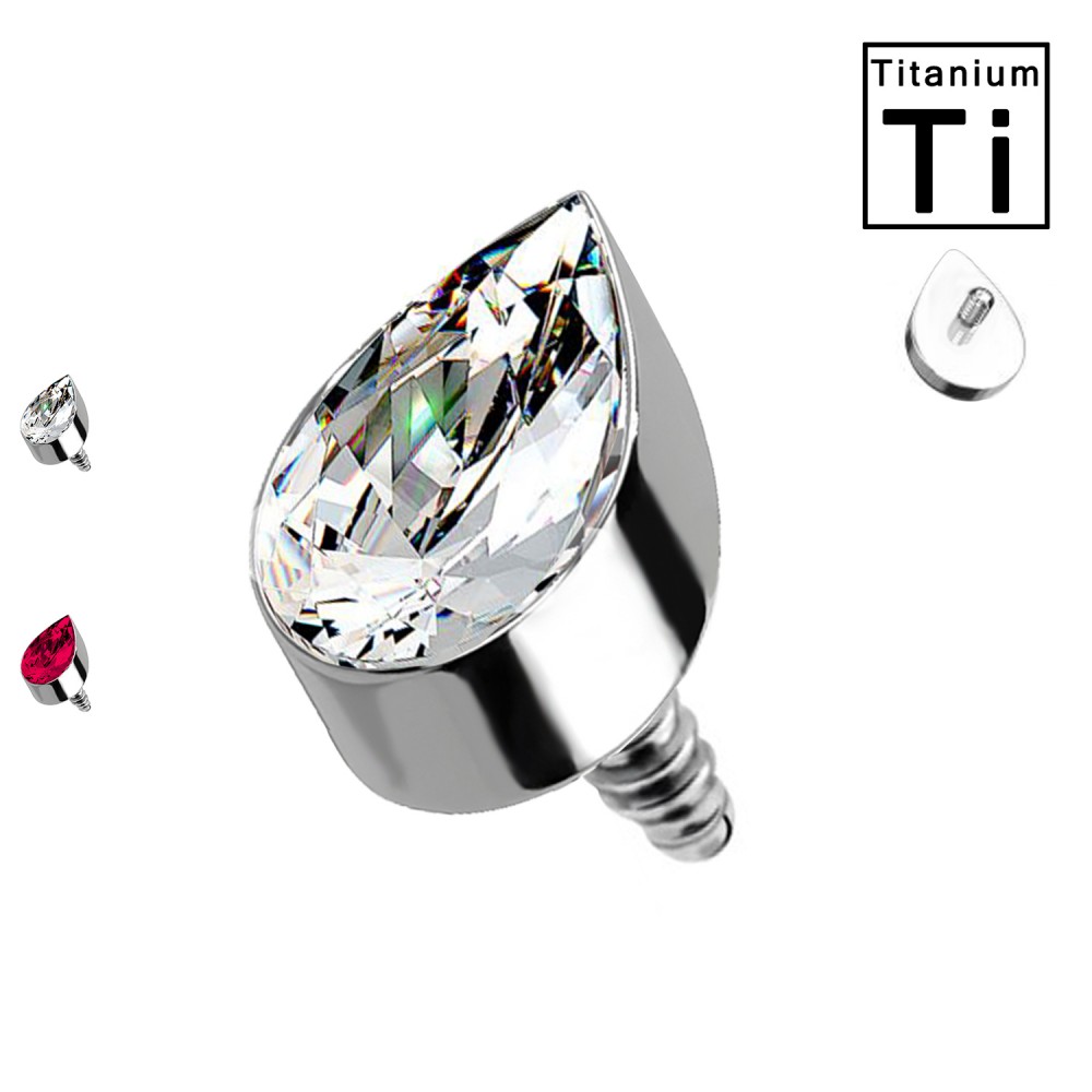 PGT-007 Ball in Titanium with Crystal drop shape - 1.6mm