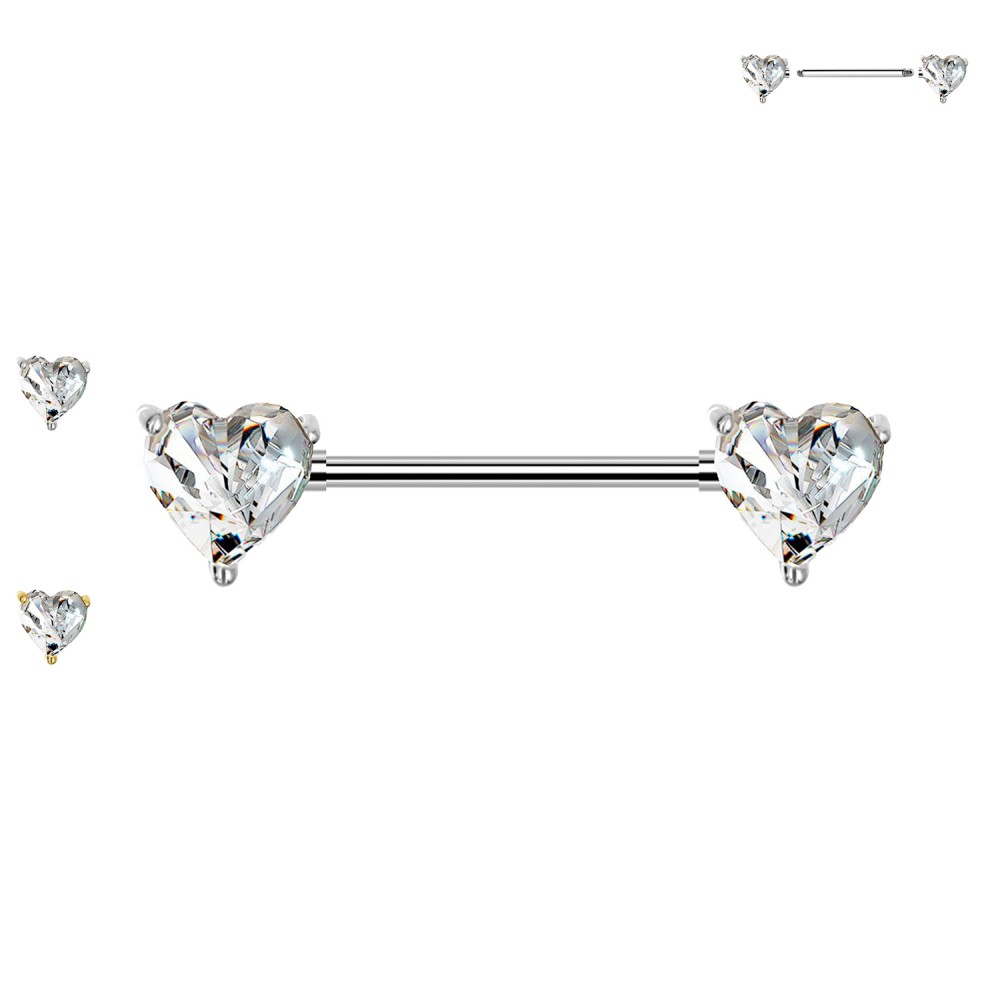 PL-110 Barbell Capezzolo con Cuore Cristalli PL-110 Barbell Capezzolo con Cuore Cristalli
