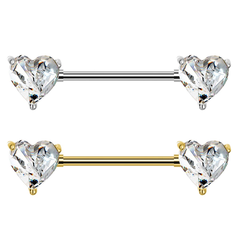 PL-110 Barbell Capezzolo con Cuore Cristalli PL-110 Barbell Capezzolo con Cuore Cristalli
