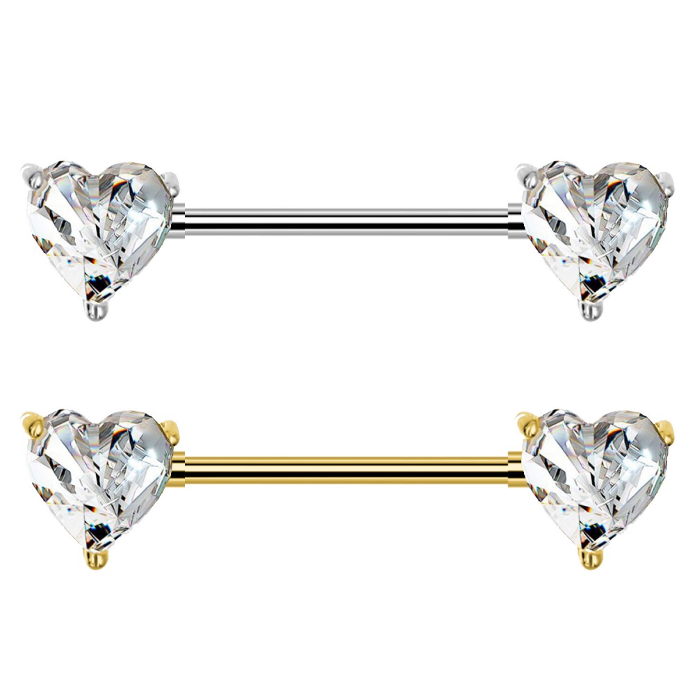 PL-110 Barbell Capezzolo con Cuore Cristalli