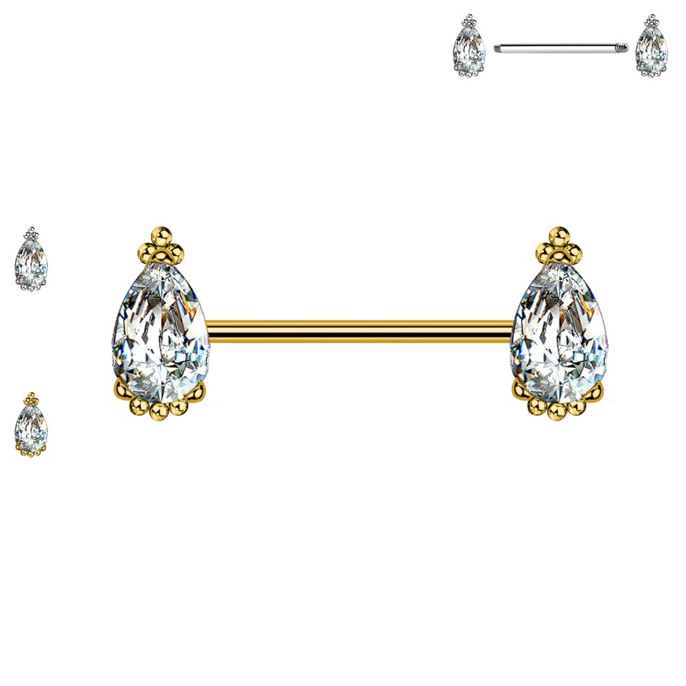 PL-112 Nipple Barbell with Crystals