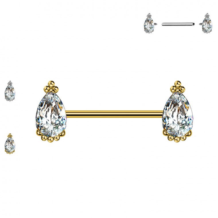 PL-112 Barbell Capezzolo con Cristalli PL-112 Barbell Capezzolo con Cristalli