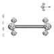 PL-104 Nipple Barbell Push-in Theadless with 3 Crystals
