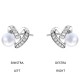 POS-013 925 Silver Heart Earrings with Pearl and Crystals