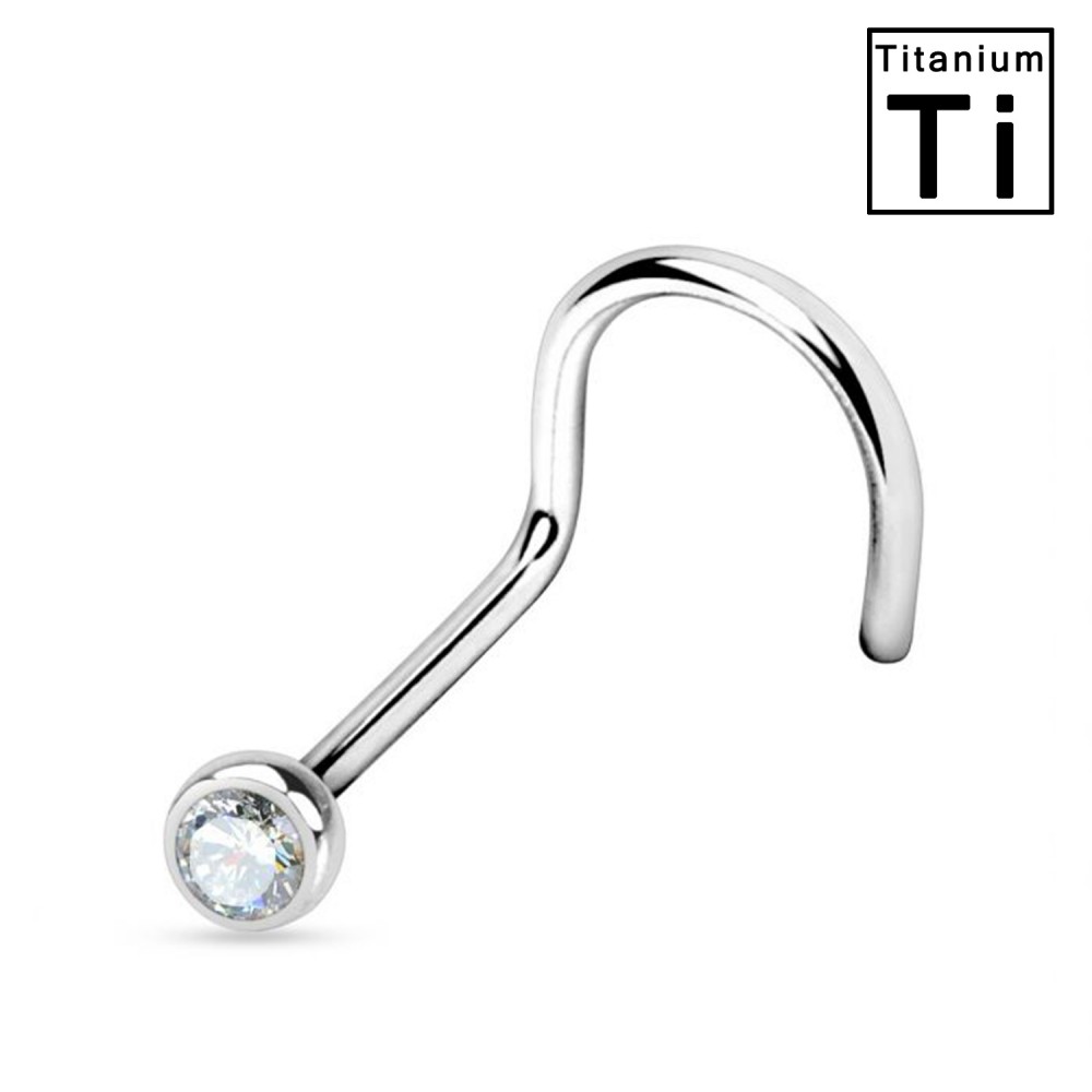 PWB-002 Titanium Nostril Piercing with Crystal