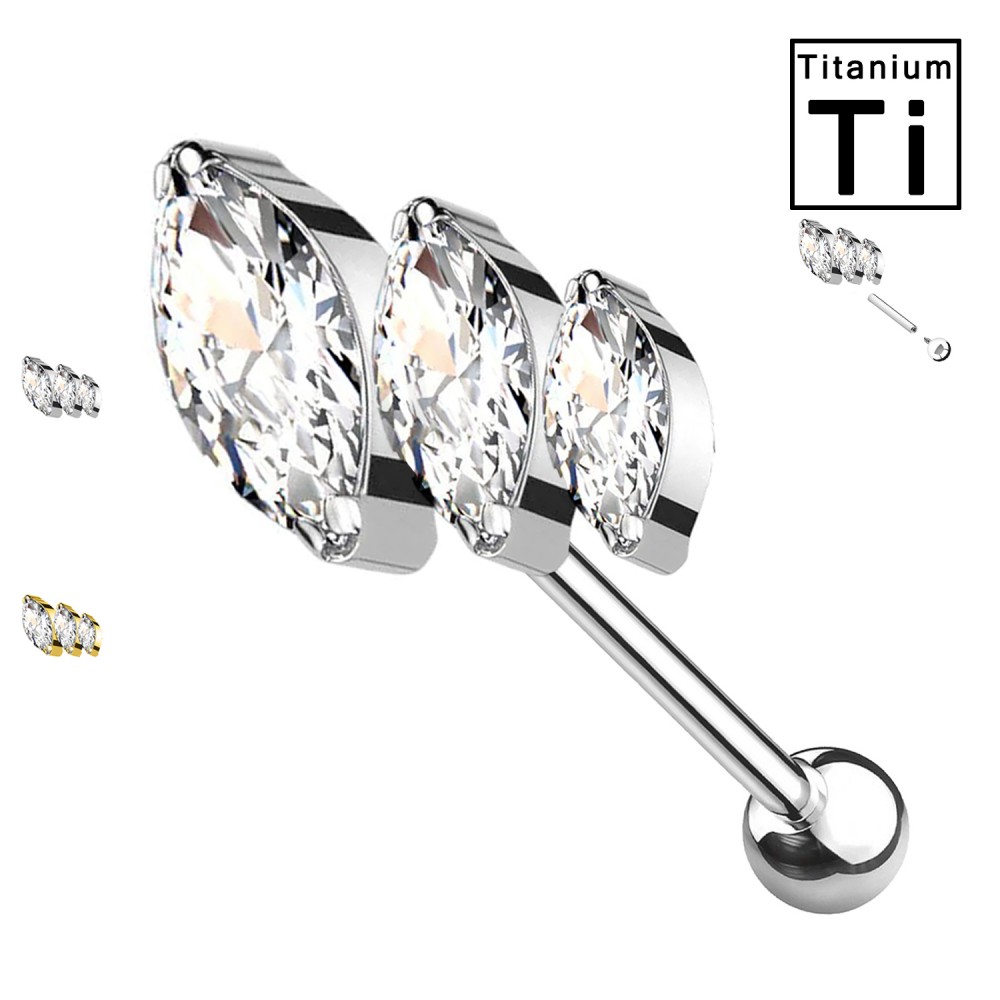 PWO-012 Piercing with THREE Crystals in titanium