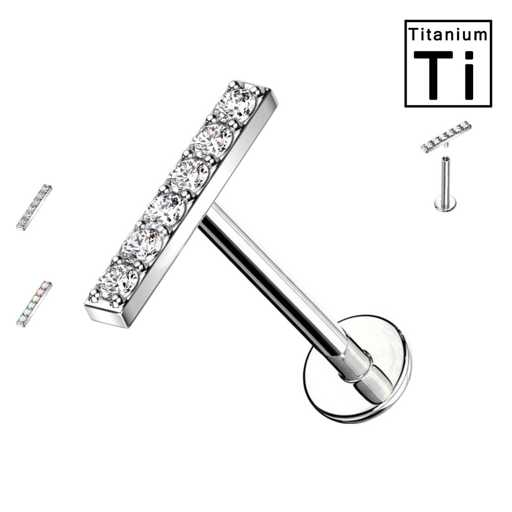 PWC-006 Piercing Labret with crystals in titanium