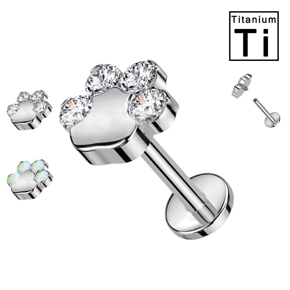 PWC-010 Titanium Labret Piercing with Crystals