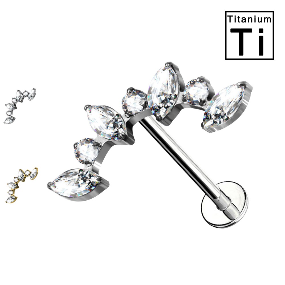 PWC-019 Labret Piercing with Crystal in Titanium