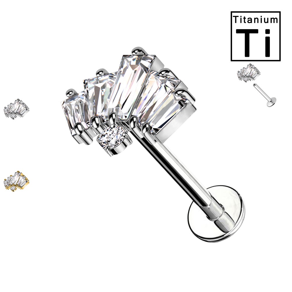 PWC-022 Labret Piercing with Crystals in Titanium