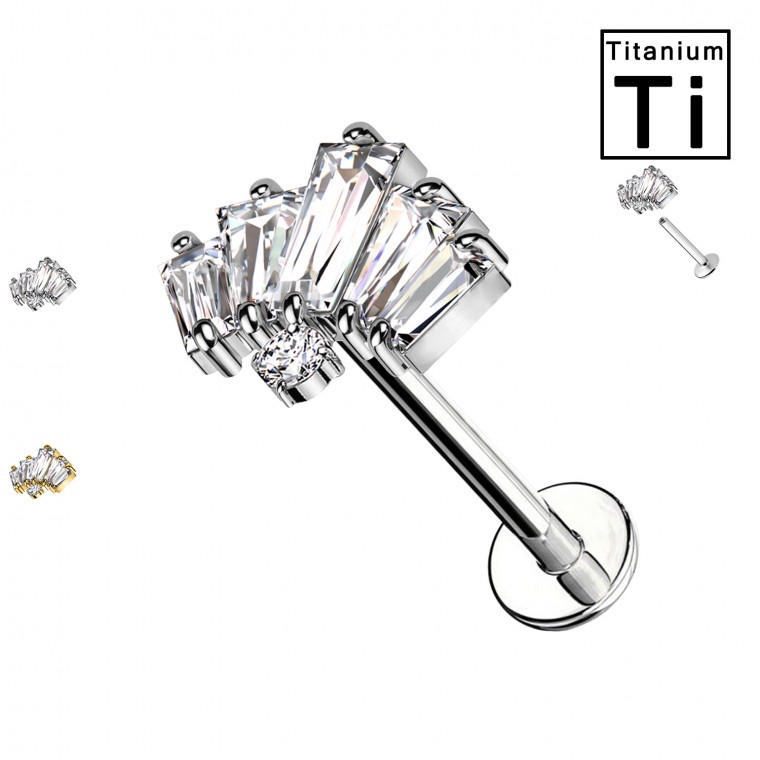 PWC-022 Piercing Labret con Cristalli in Titanio