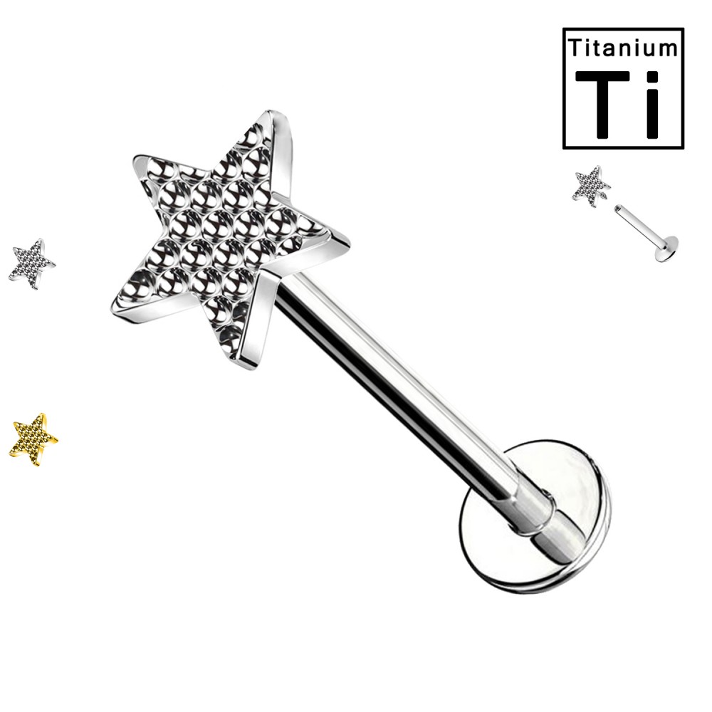 PWC-025 Labret Piercing with Star in Titanium