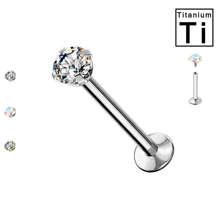 PWC-034 Labret with Crystal in Titanium