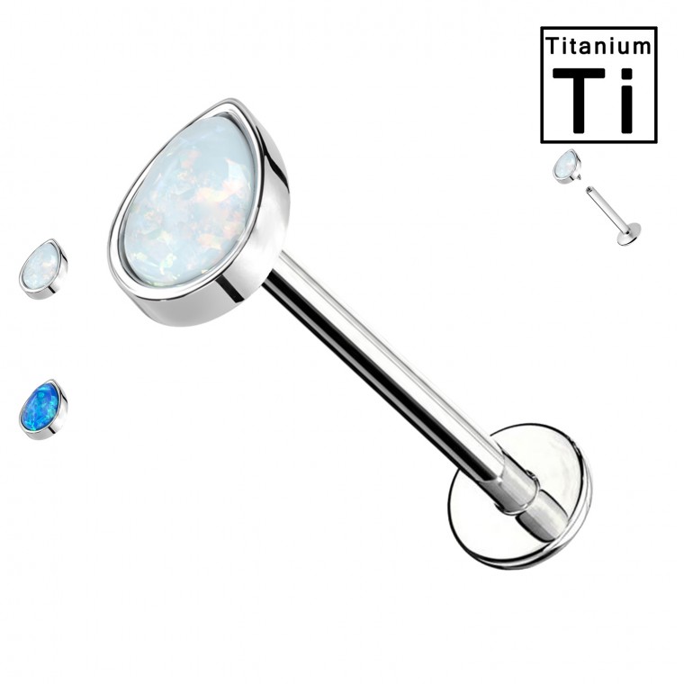 PWC-041 Titanium Labret Piercing with drop-shaped crystal