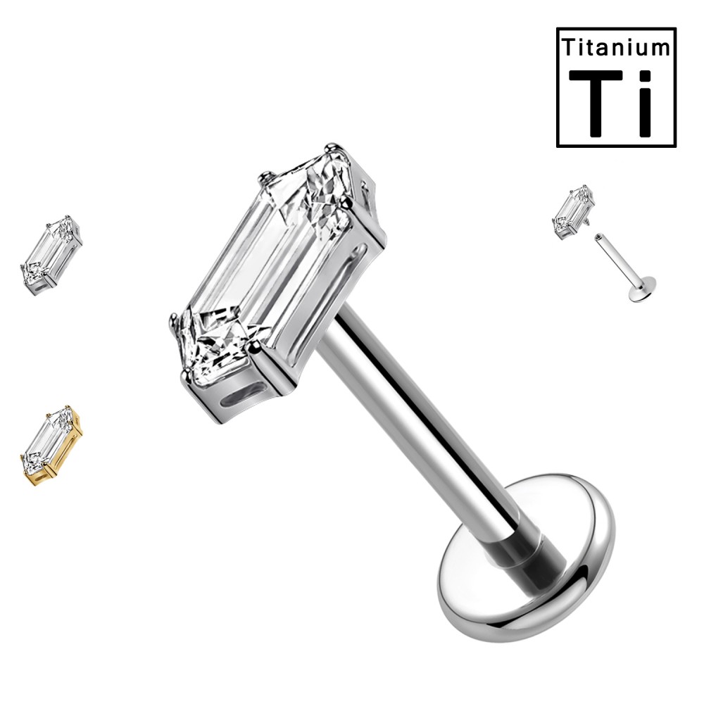PWC-253 PWC-253 Piercing Labret in Titanio con Cristallo Rettangolare PWC-253 PWC-253 Piercing Labret in Titanio con Cristallo Rettangolare